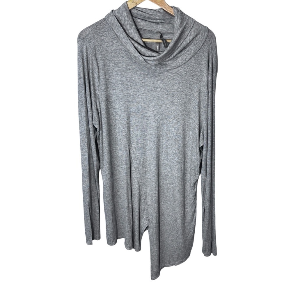 Pennington’s Grey Cowl Neck Ribbed Lightweight Long Sleeve Assymetrical Size X